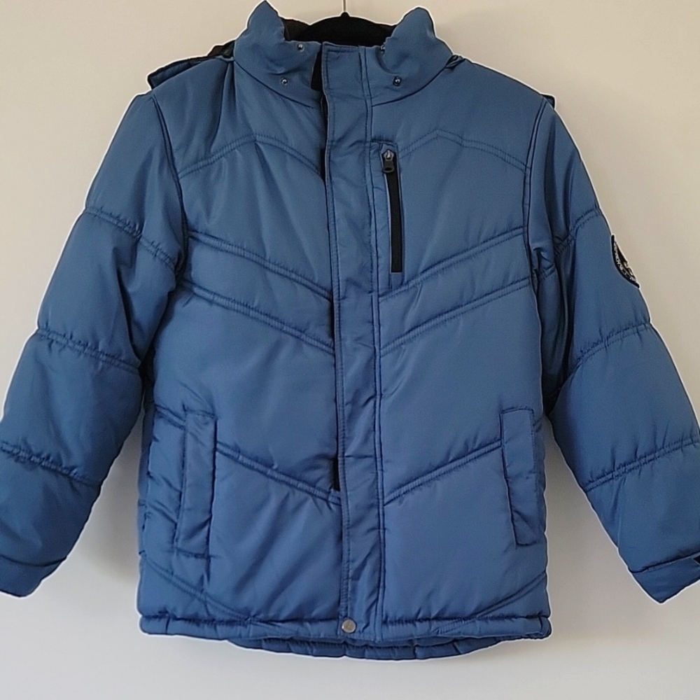 Hawke & Co. Outfitter Fleece Lined Blue Hooded Puffer Jacket Kids Boy Size 10/12